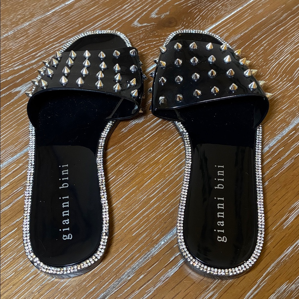 Gianni Bini Black and Silver Studded Sandals - Picture 2 of 2